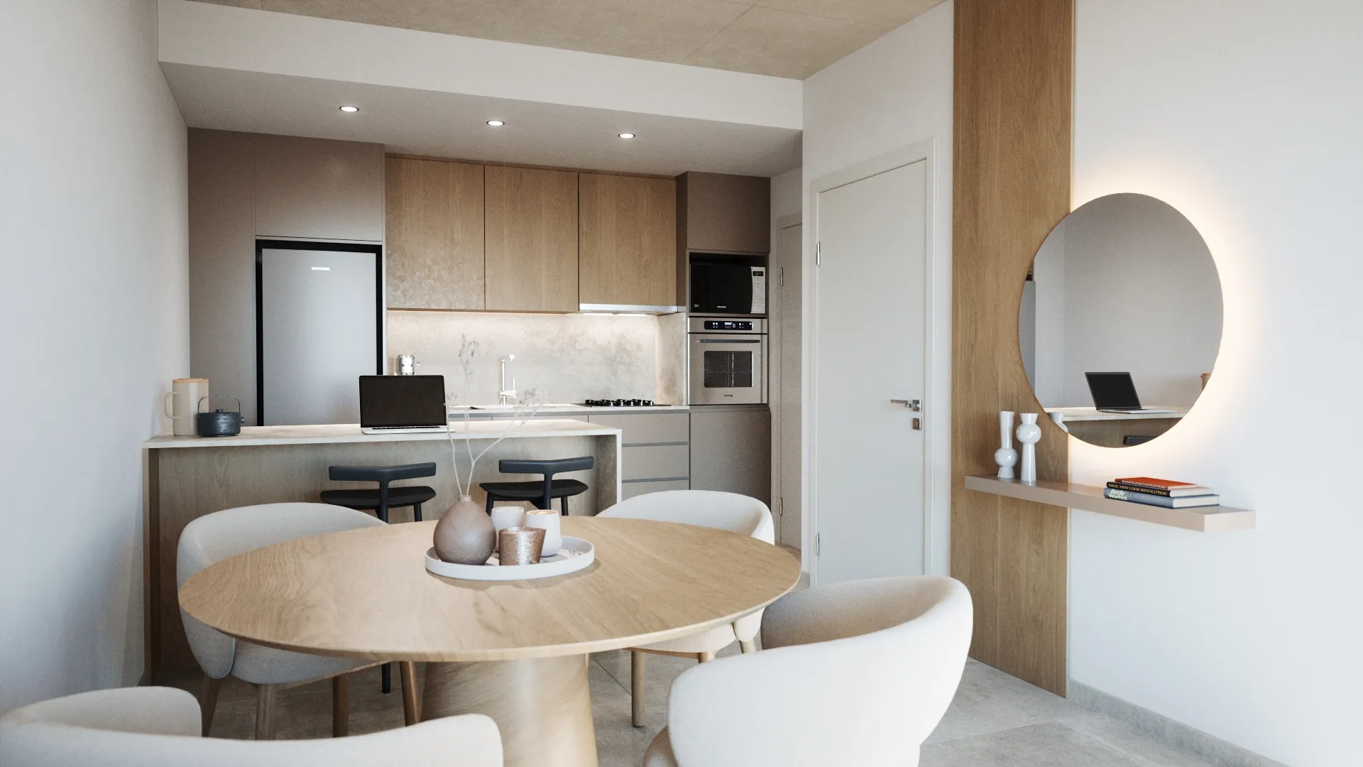 Render estar unidad U03 — 2 ambientes Arcos 2330